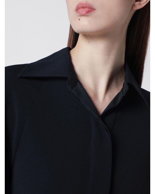 Victoria Beckham Blue Slim Fit Midi Jersey Polo Dress With Ruched Waist