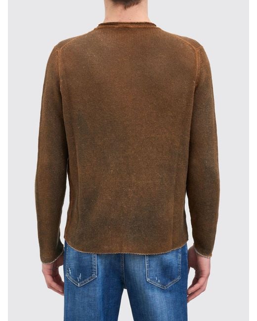Avant Toi Brown Linen Crew-Neck Sweater for men