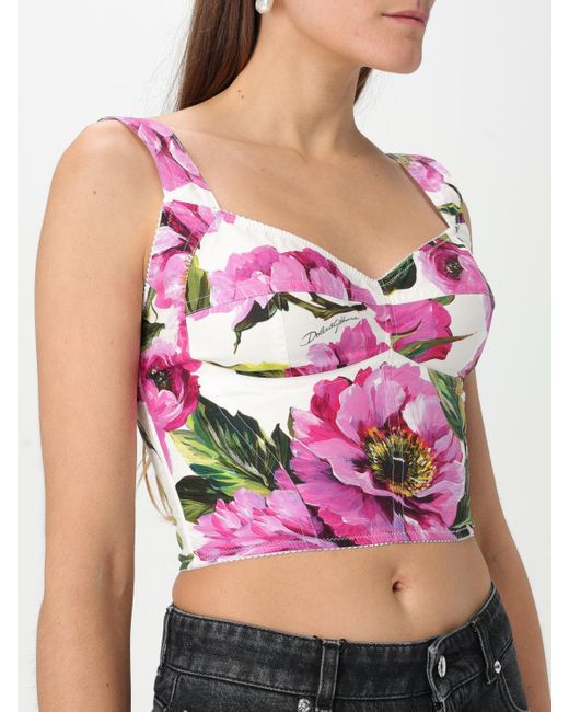 Dolce & Gabbana Pink Top With Flower Print