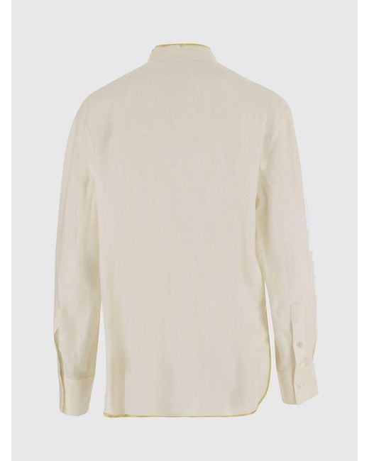 Valentino Natural Floral Print Linen Shirt