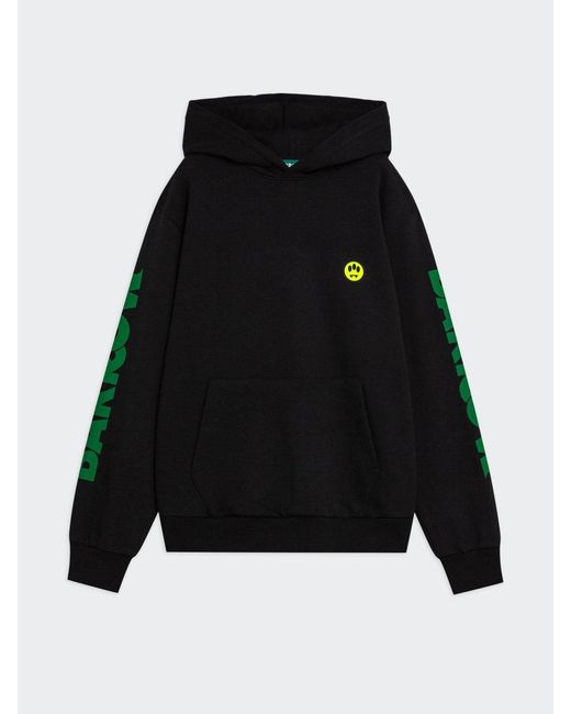 Barrow Black Cotton Hoodie With Logo for men