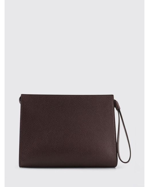 Orciani Brown Grained Calfskin Pouch for men