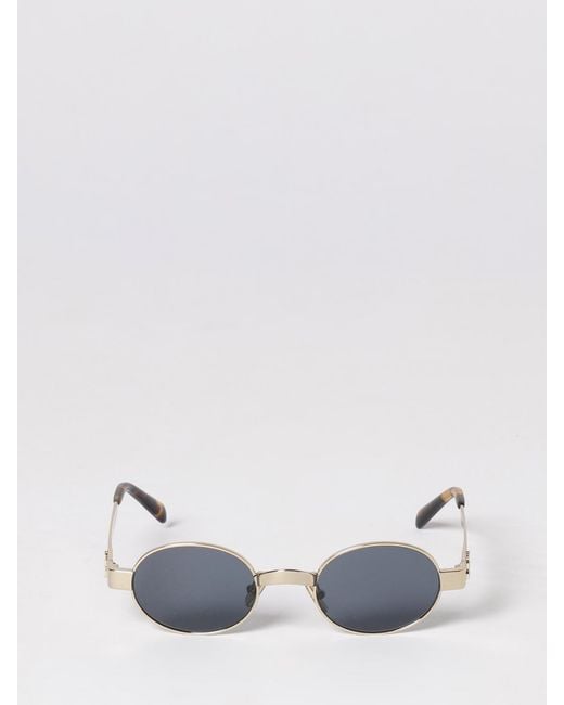 Miu Miu White Rounded Metal Frame Sunglasses With Impressed Logo