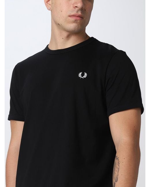 T-Shirt Basic Con Mini Logo di Fred Perry in Black da Uomo