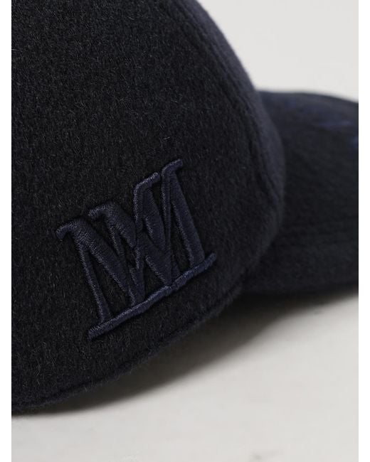 Max Mara Black Tonal Embroidered-Logo Cashmere Baseball Cap With Rigid Visor