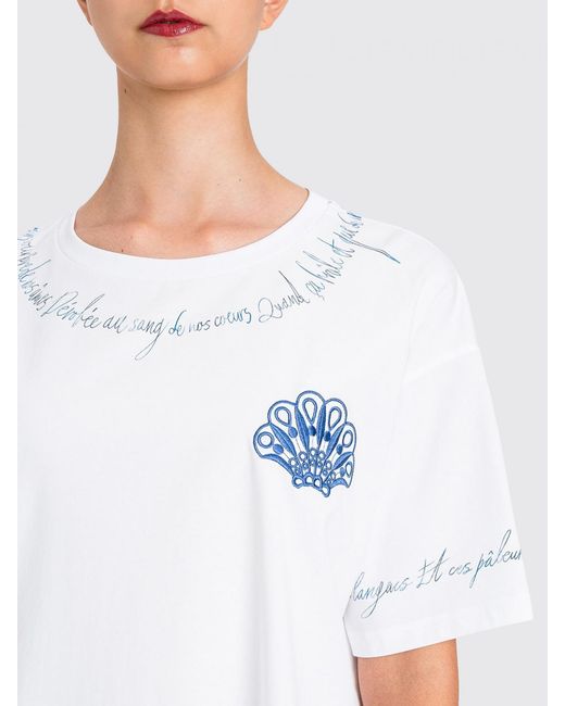 Twinset White Cotton Blend T-Shirt With Slogan