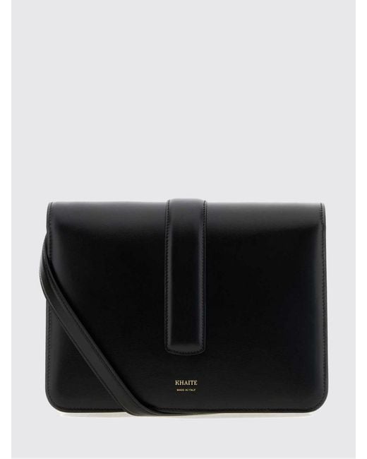 Khaite Black Blake Smooth Calfskin Leather Crossbody Bag With Flap