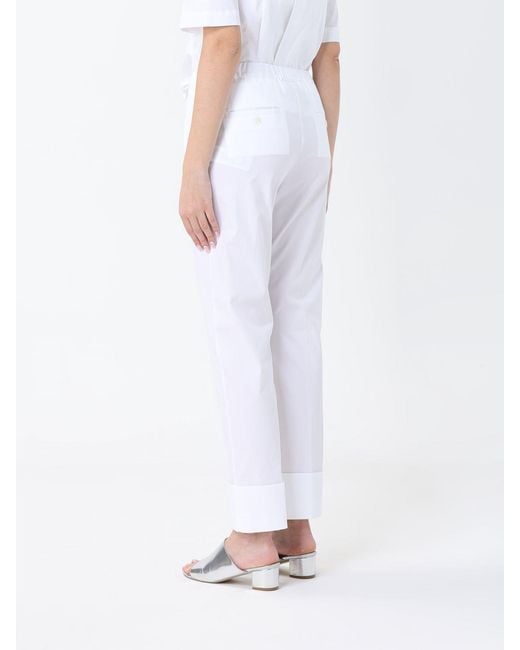 Semicouture White Romana Cotton Poplin Trousers