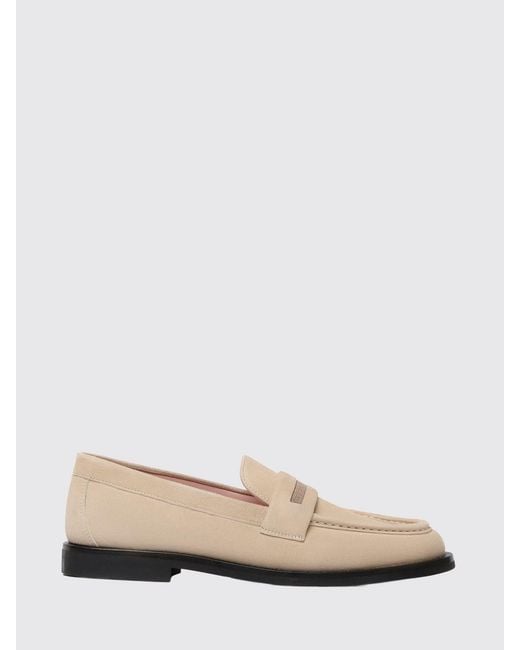 Fabiana Filippi Natural Suede Loafers With Decorative Ornament