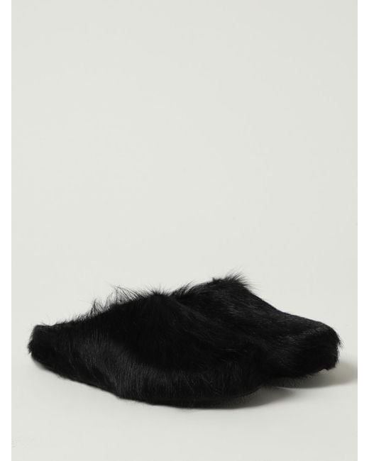Marni Black Stylish Slip-On Shoes With Unique Upper Material And Comfortable Flat Sole for men