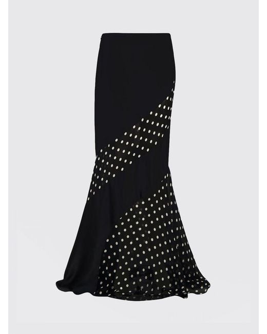 Nina Ricci Black Polka Dot High-Waisted Flared Maxi Skirt With Train