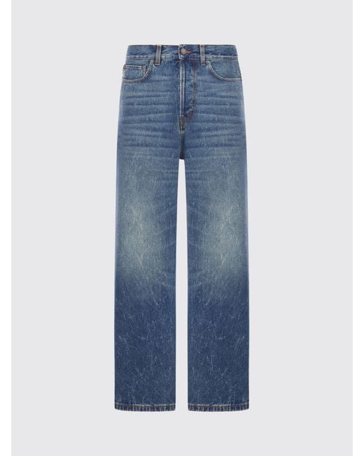 Haikure Blue Wide-Leg Cotton Denim Jeans With Mid-Rise Waist And Five Pockets for men