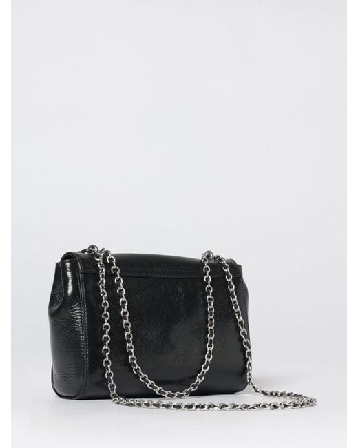 Mulberry Gray Lily Mini Grained Glossy Leather Bag