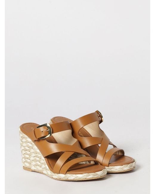 Stuart Weitzman Natural Sai Leather Wedge Espadrilles