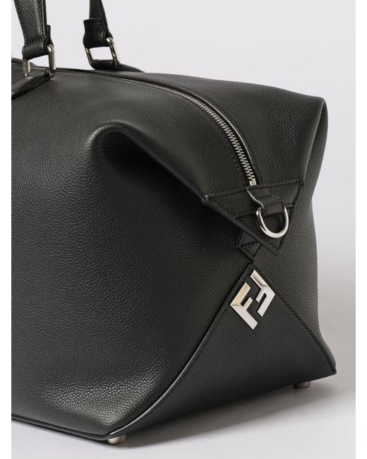 Fendi Black Lui Grained Leather Duffle Bag for men