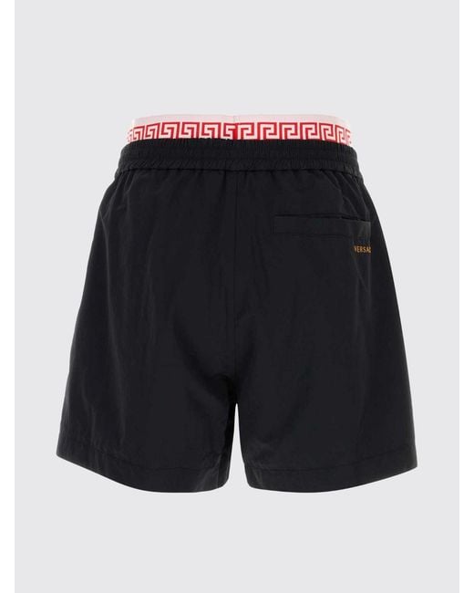 Versace Blue Nylon Sport Shorts With Logo Elastic Waistband for men