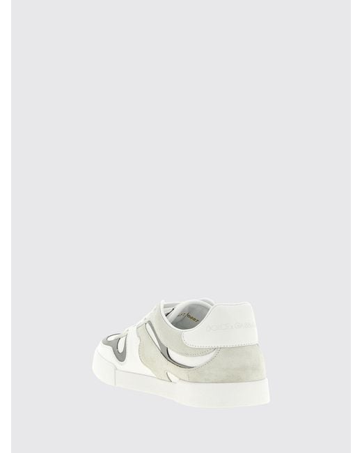 Dolce & Gabbana White Dolce &Amp Gabbana Portofino Bicolor Calf Leather Sneakers With Dg Monogram for men