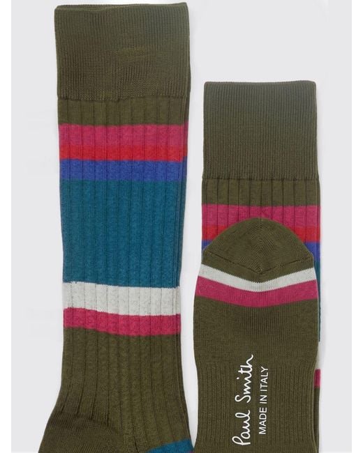 Paul Smith Blue Striped Organic Cotton Ribbed Socks for men