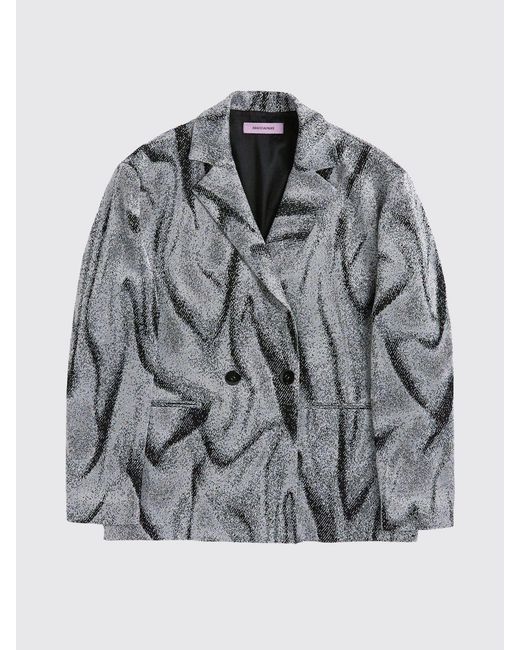 MACCAPANI Gray Double-Breasted Viscose And Organic Cotton Blazer