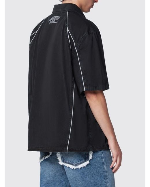 Off-White c/o Virgil Abloh Blue Relaxed Fit Short-Sleeved Cotton Shirt With Contrast Trims for men