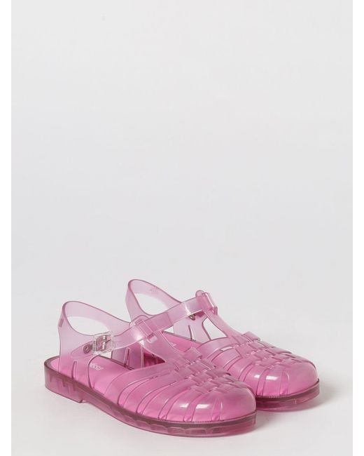 Melissa Pink Possession Pvc Fisherman Sandals With Low Heel And Ankle Strap