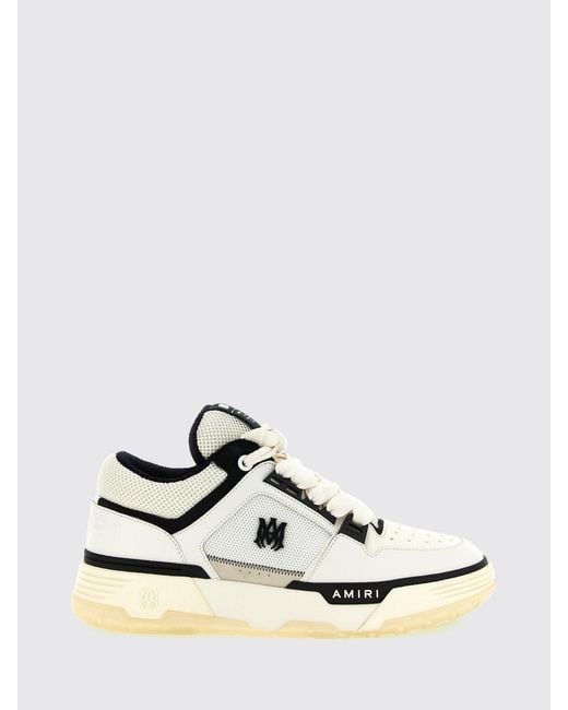 Amiri White Ma-1 Leather And Mesh Sneakers With Monogram And Padded Ankle