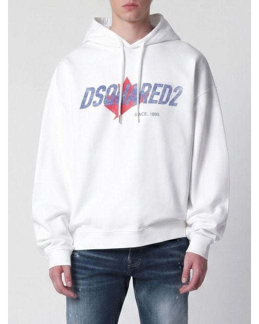 DSquared² Baumwoll-Kapuzenpullover Mit Logo in White für Herren