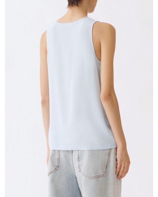 Fabiana Filippi Blue Silk Blend Basic Top