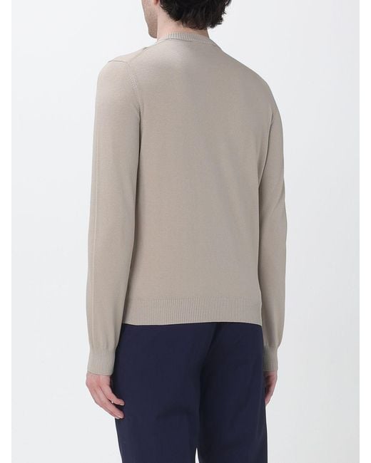 Brooksfield Blue Cotton Crew Neck Sweater With Logo for men