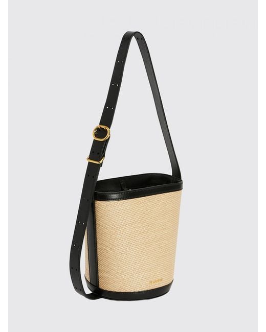 Jil Sander White Cannolo Raffia And Leather Bucket Bag