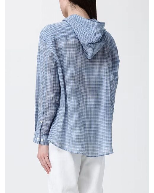 DUNST Blue Checked Cotton Hooded Shirt