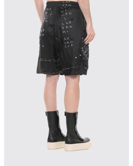 Rick Owens Black Printed Viscose Blend Cargo Shorts for men