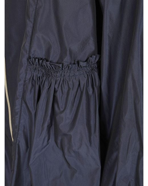Herno Blue Knee-Length Ultra-Light Nylon Raincoat With Hood And Drawstring
