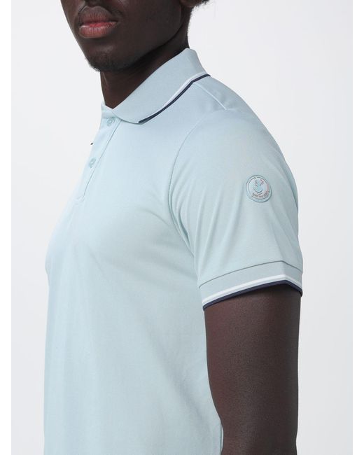 Save The Duck Blue Short-Sleeved Jersey Polo Shirt With Contrast Logo for men