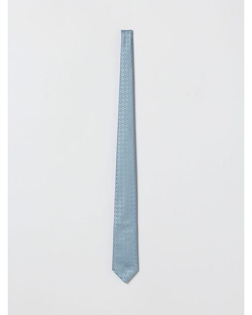 Emporio Armani Blue Silk Tie With Jacquard Monogram for men