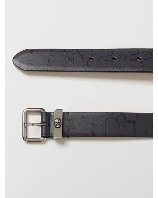 Cintura in pelle stampata di Alexander McQueen in Black da Uomo