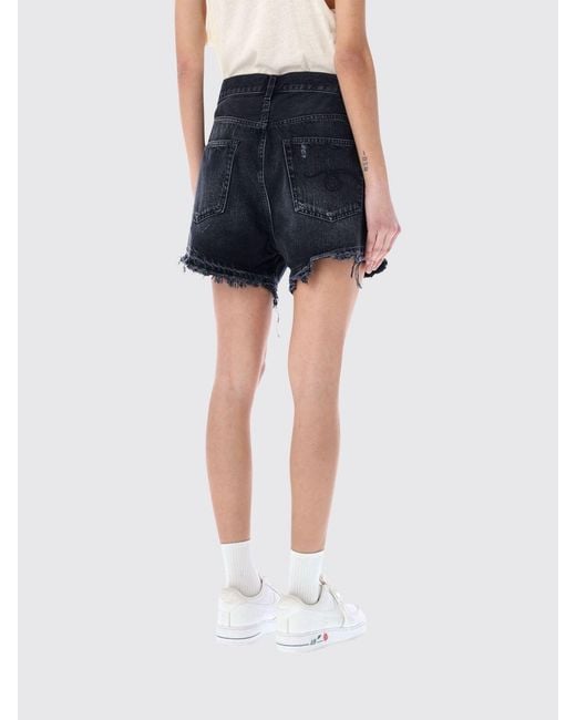 R13 Blue Asymmetric Denim Shorts