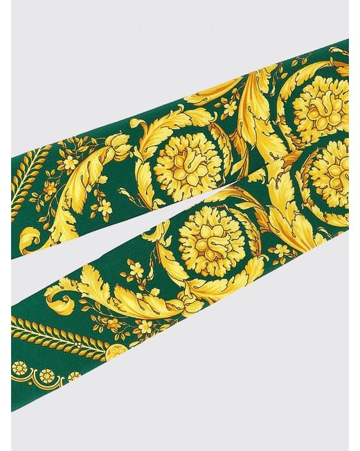Versace Green Baroque Printed Silk Bandeau