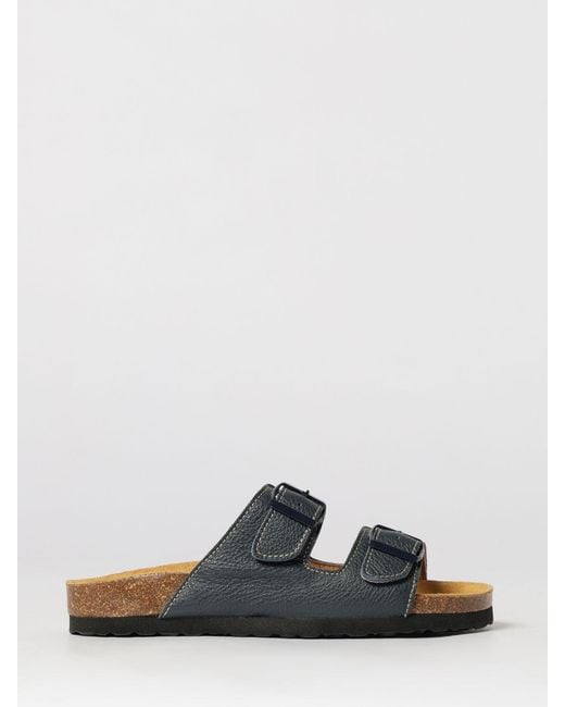 Woolrich Blue Grained Leather Sandals for men