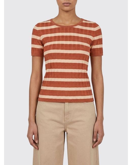 Roberto Collina Natural Striped Viscose Knit Sweater