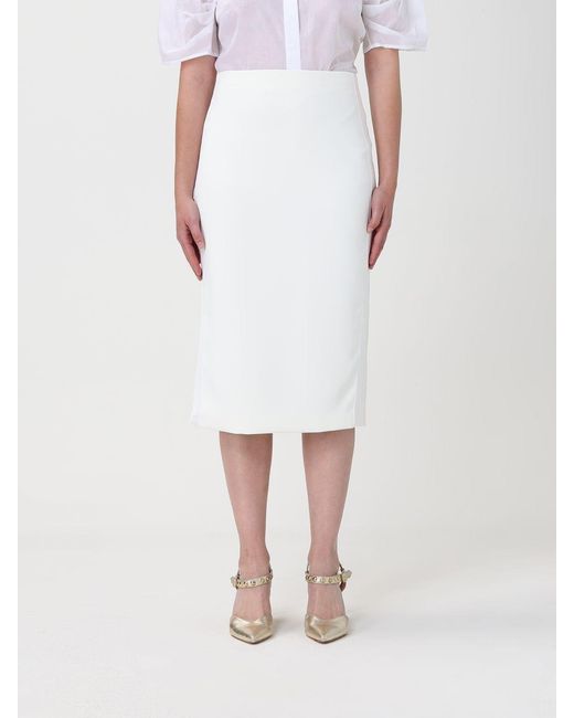 Elisabetta Franchi White Crêpe Midi Skirt