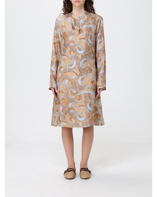 Maliparmi Natural Printed Silk Twill Tunic Dress