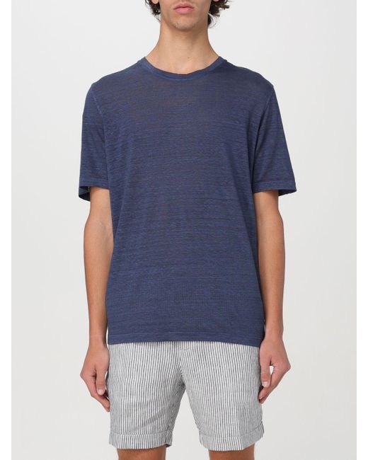 T-shirt basic di 120% Lino in Blue da Uomo
