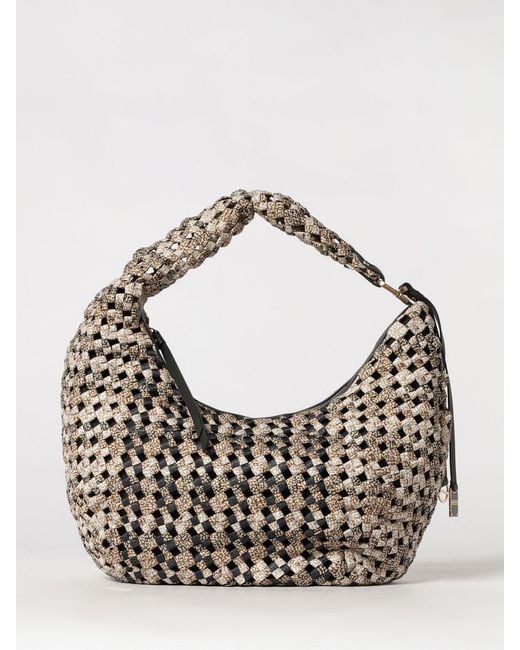 Borbonese Multicolor Check Print Recycled Nylon Hobo Bag With Woven Handle