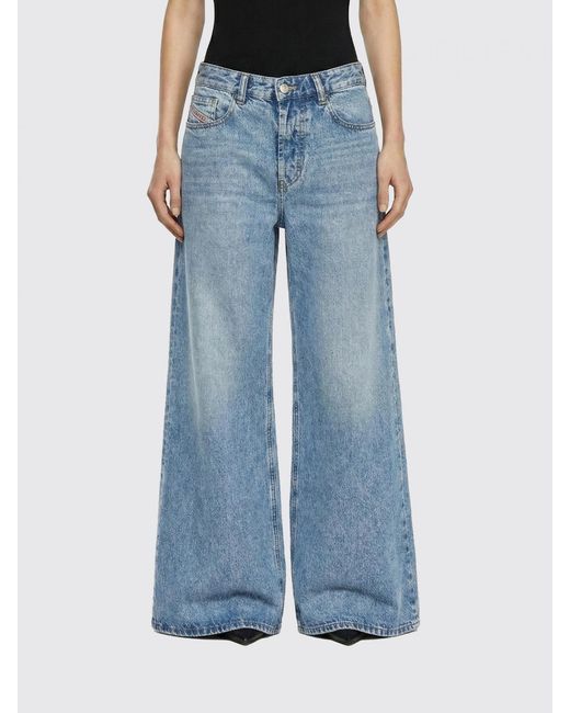 DIESEL Blue D-Sire Wide-Leg Cotton Jeans