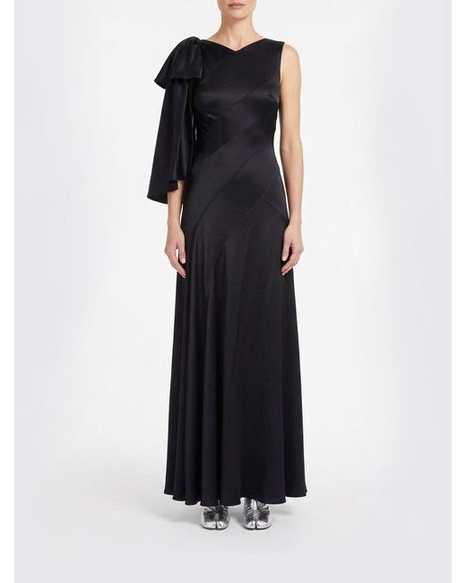 Maison Margiela Black Satin Dress With Bow