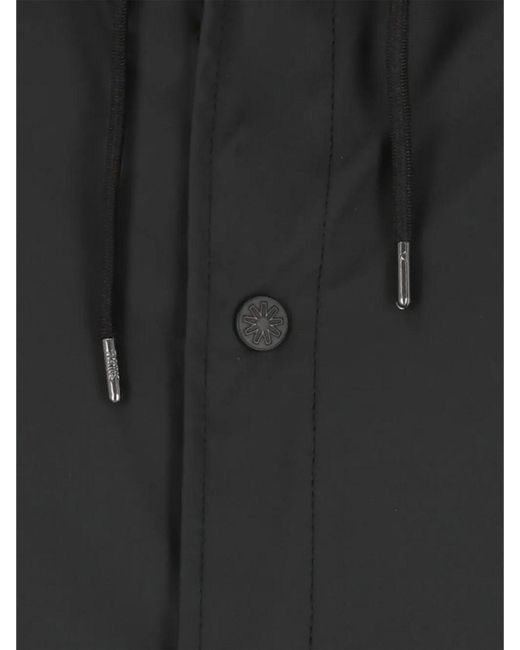 Rains Black Hooded Waterproof Polyester Raincoat