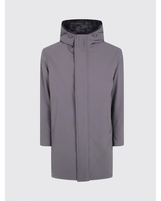Herno Gray Knee-Length Polyester Parka With Adjustable Hood And Fleece Lining for men