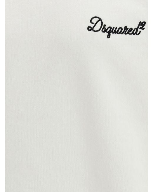 DSquared² White Cotton Crewneck Sweatshirt With Logo for men