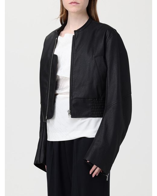 MM6 by Maison Margiela Blue Faux Leather Bomber Jacket